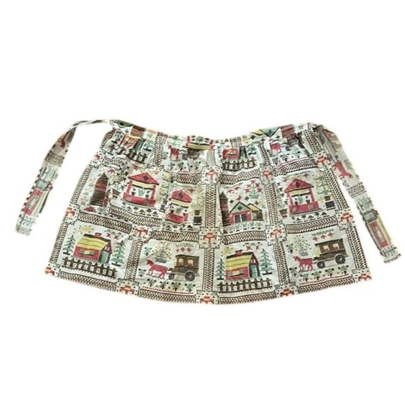 Vintage 1970s Americana Kitchen Apron One Size Pocket Handmade - Picture 1 of 9